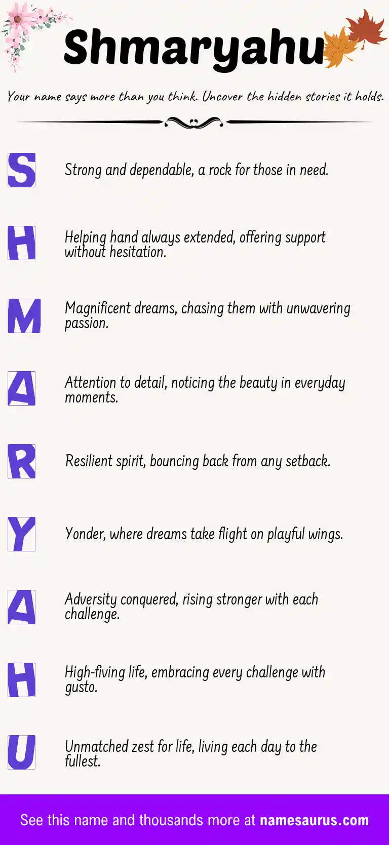 Acrostic poem about Shmaryahu.