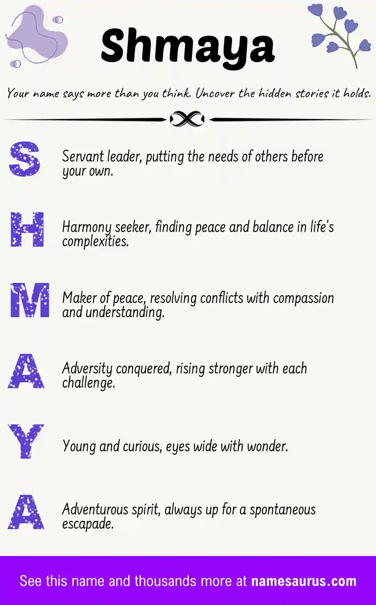Acrostic poem about Shmaya.