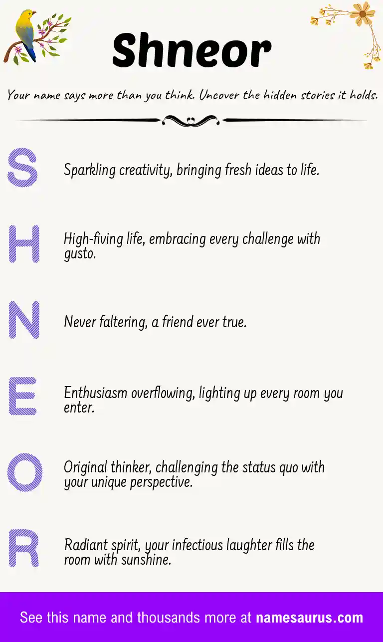 Acrostic poem about Shneor.