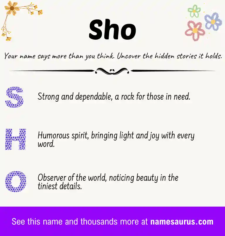 Acrostic poem about Sho.