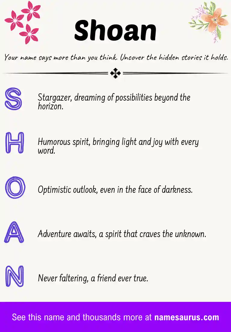 Acrostic poem about Shoan.