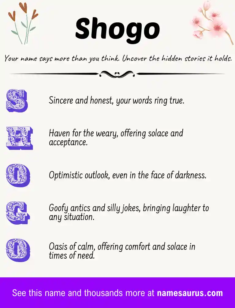 Acrostic poem about Shogo.