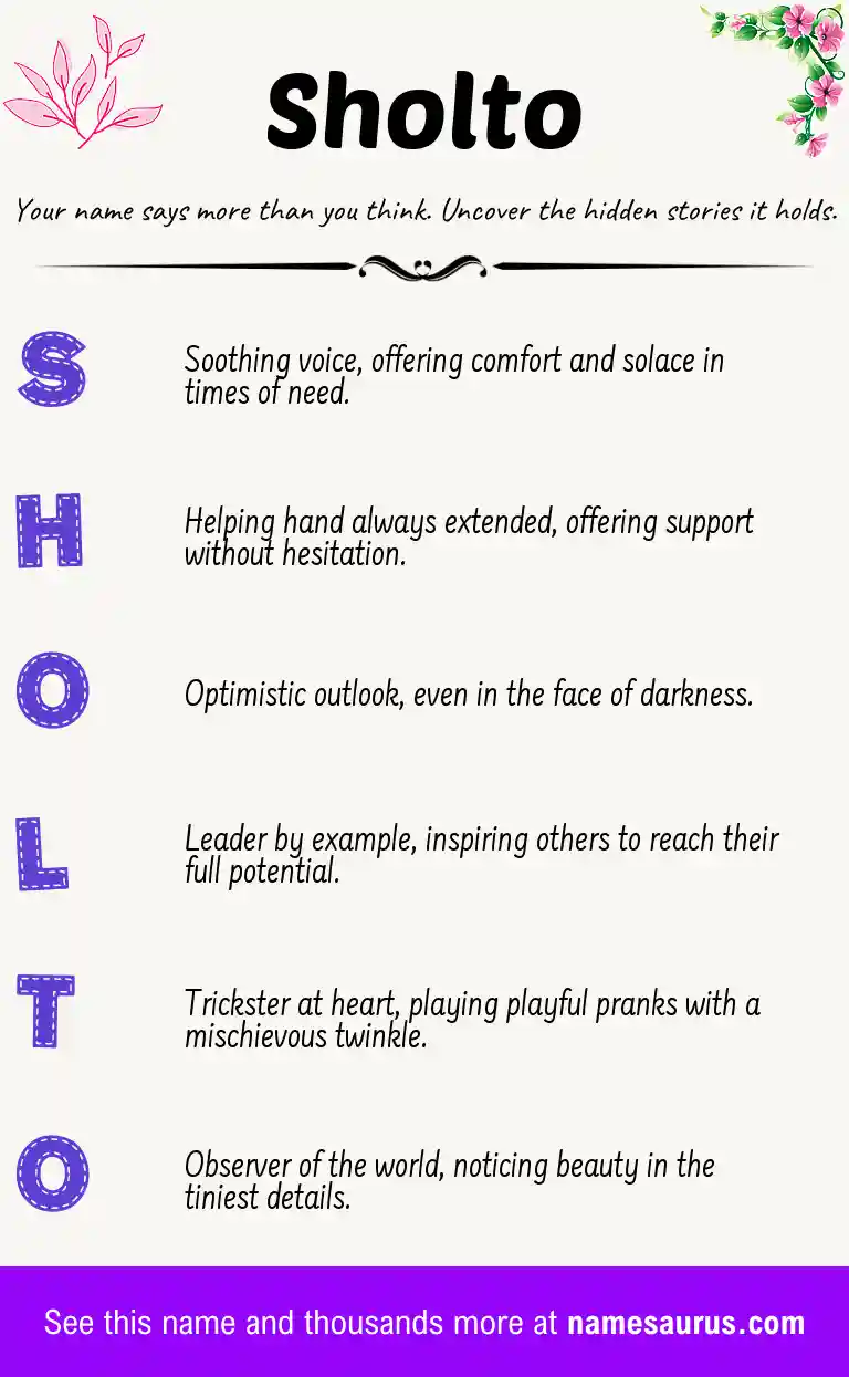 Acrostic poem about Sholto.