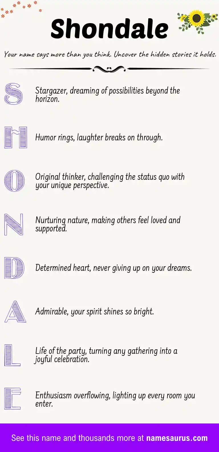 Acrostic poem about Shondale.