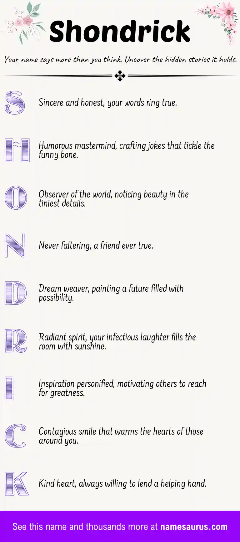 Acrostic poem about Shondrick.