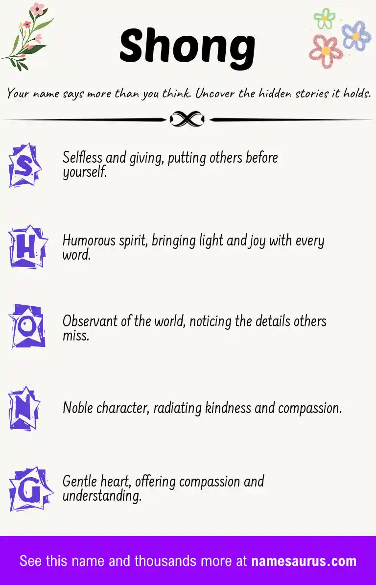 Acrostic poem about Shong.