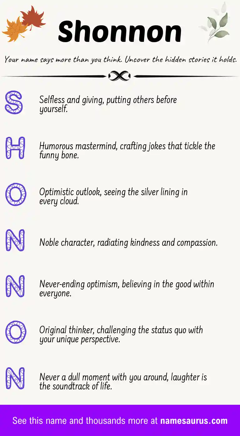 Acrostic poem about Shonnon.