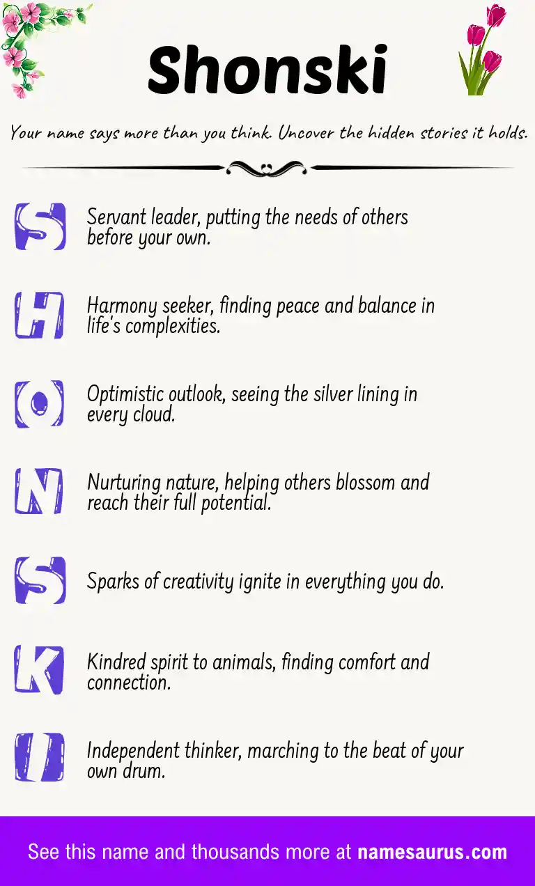 Acrostic poem about Shonski.