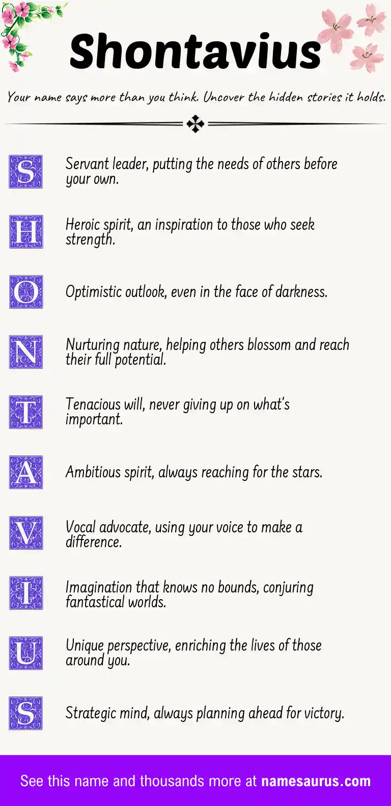 Acrostic poem about Shontavius.