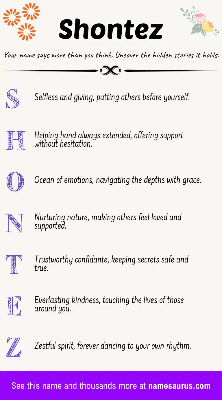 Acrostic poem about Shontez.