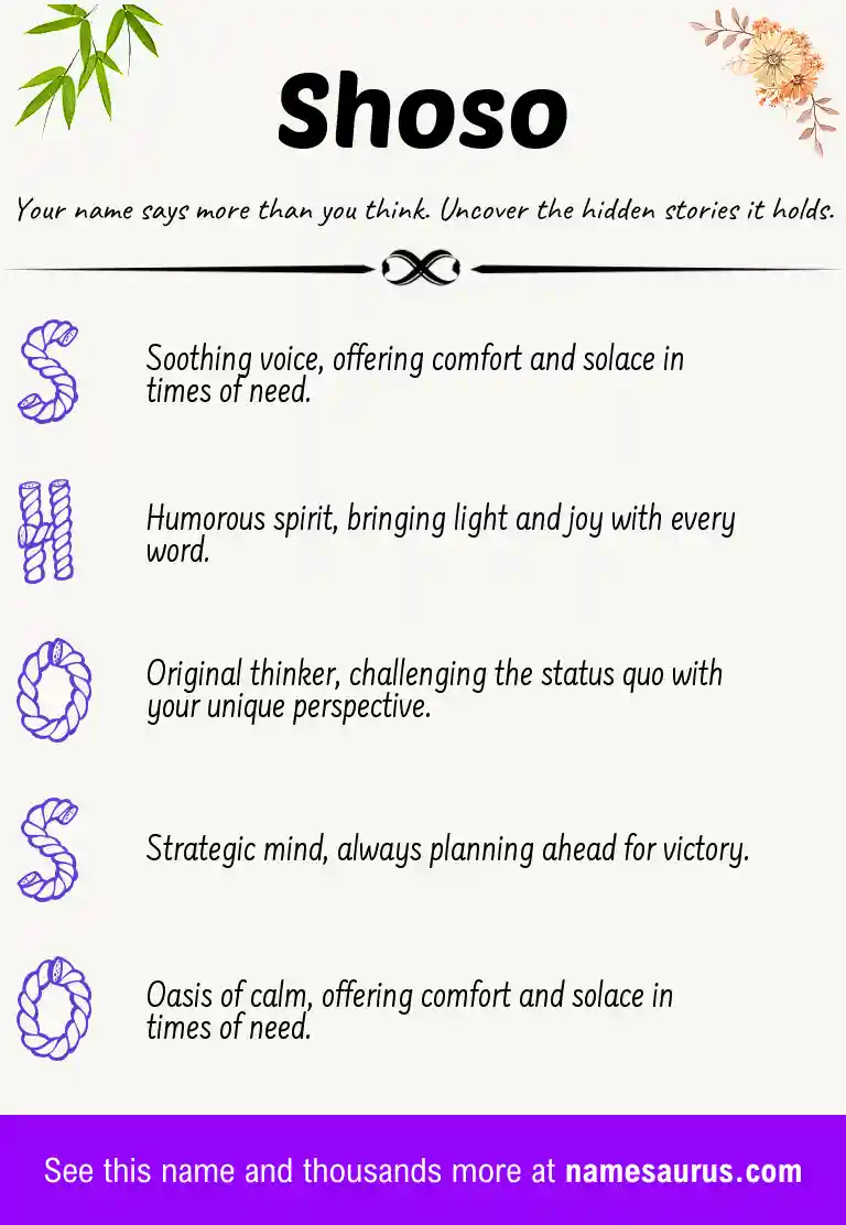 Acrostic poem about Shoso.