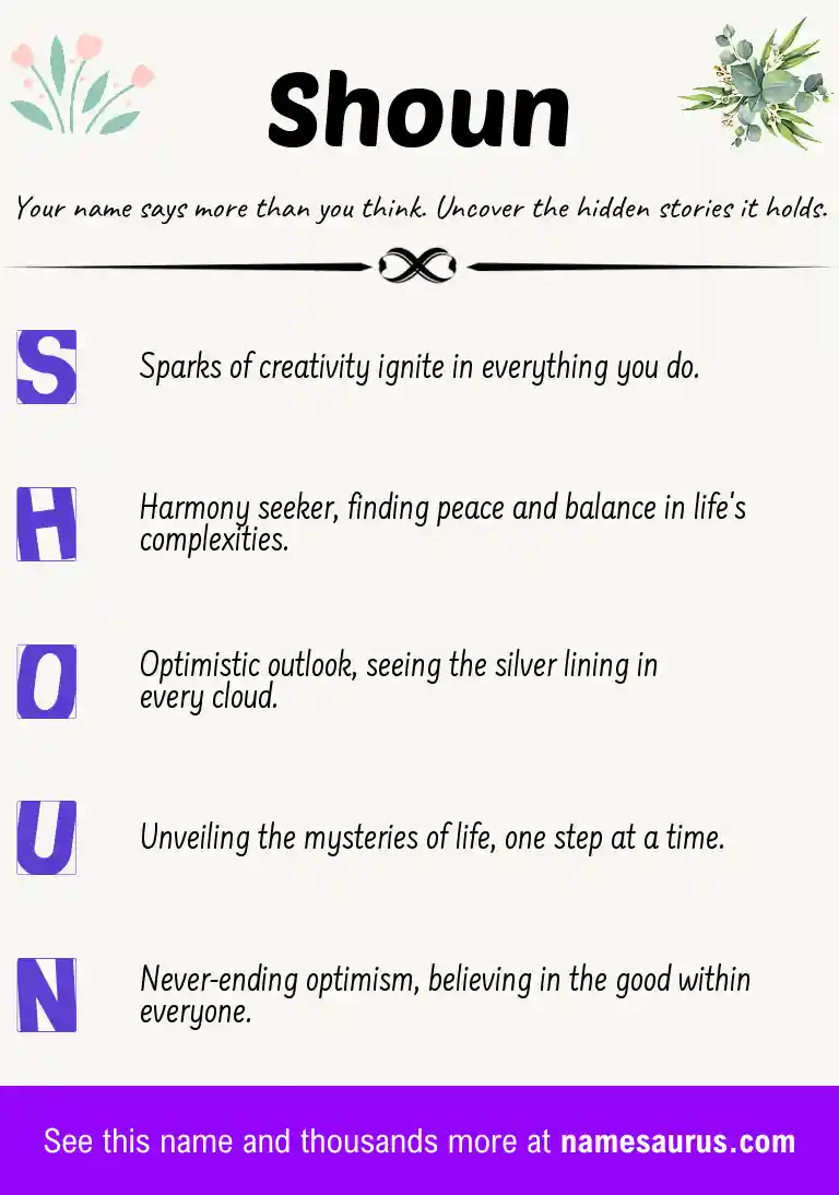 Acrostic poem about Shoun.