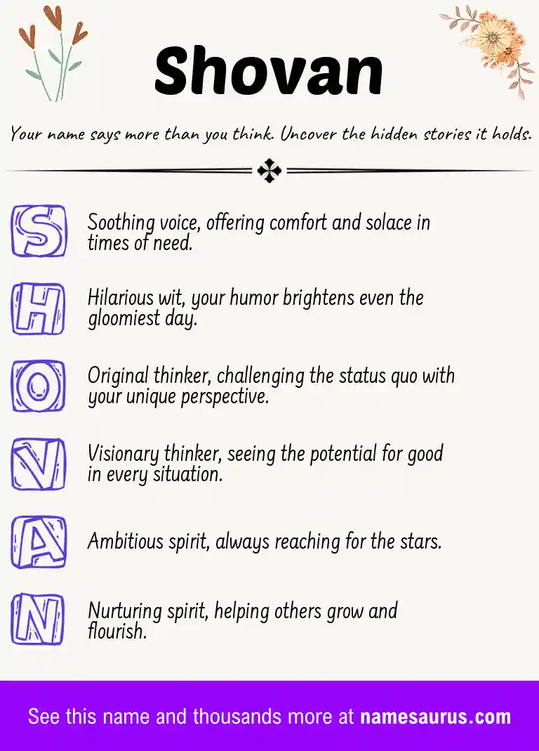 Acrostic poem about Shovan.