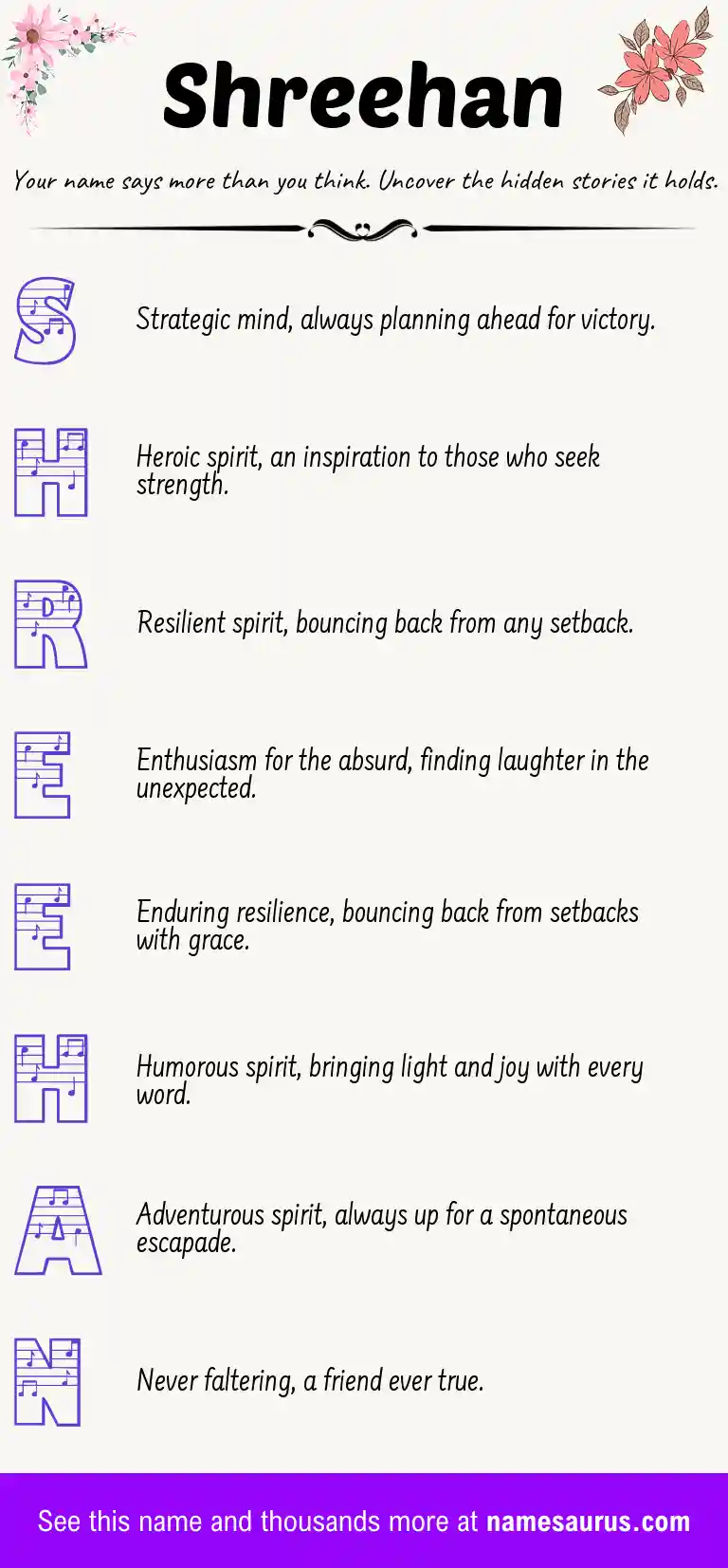 Acrostic poem about Shreehan.