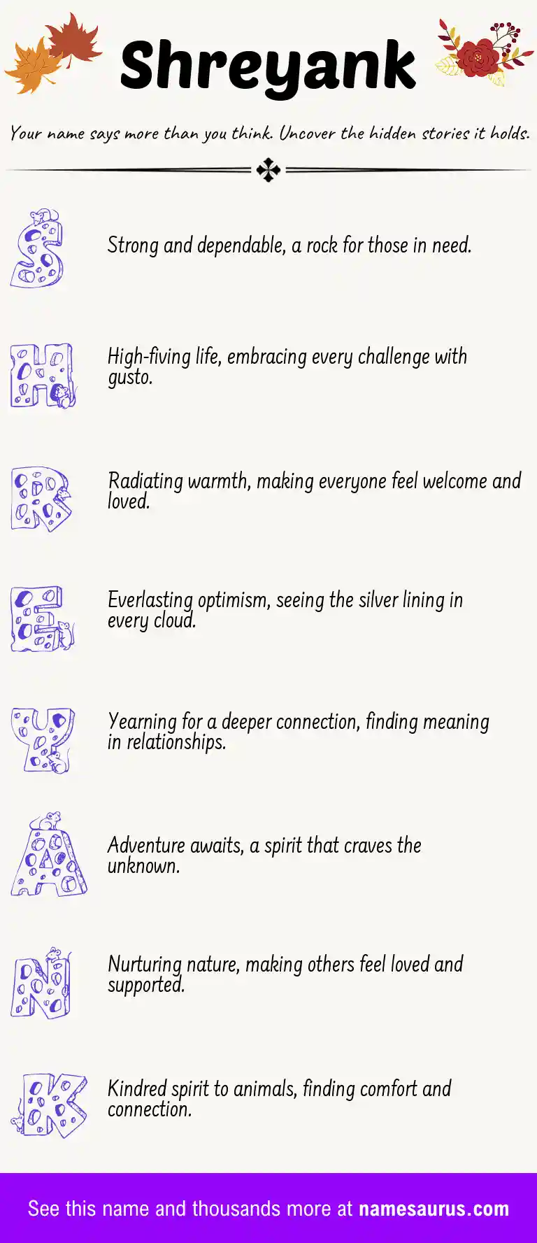 Acrostic poem about Shreyank.