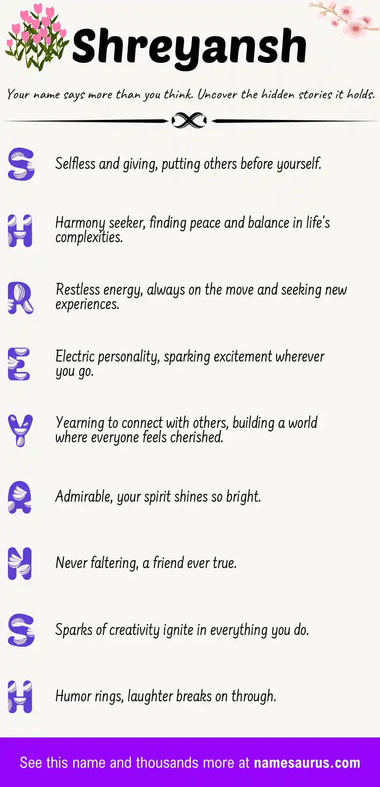 Acrostic poem about Shreyansh.