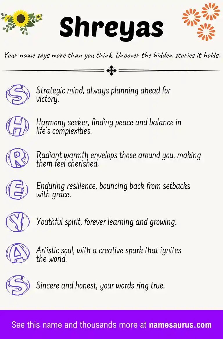 Acrostic poem about Shreyas.