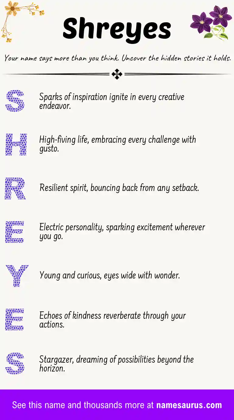 Acrostic poem about Shreyes.