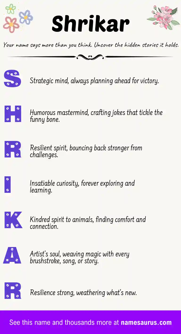 Acrostic poem about Shrikar.
