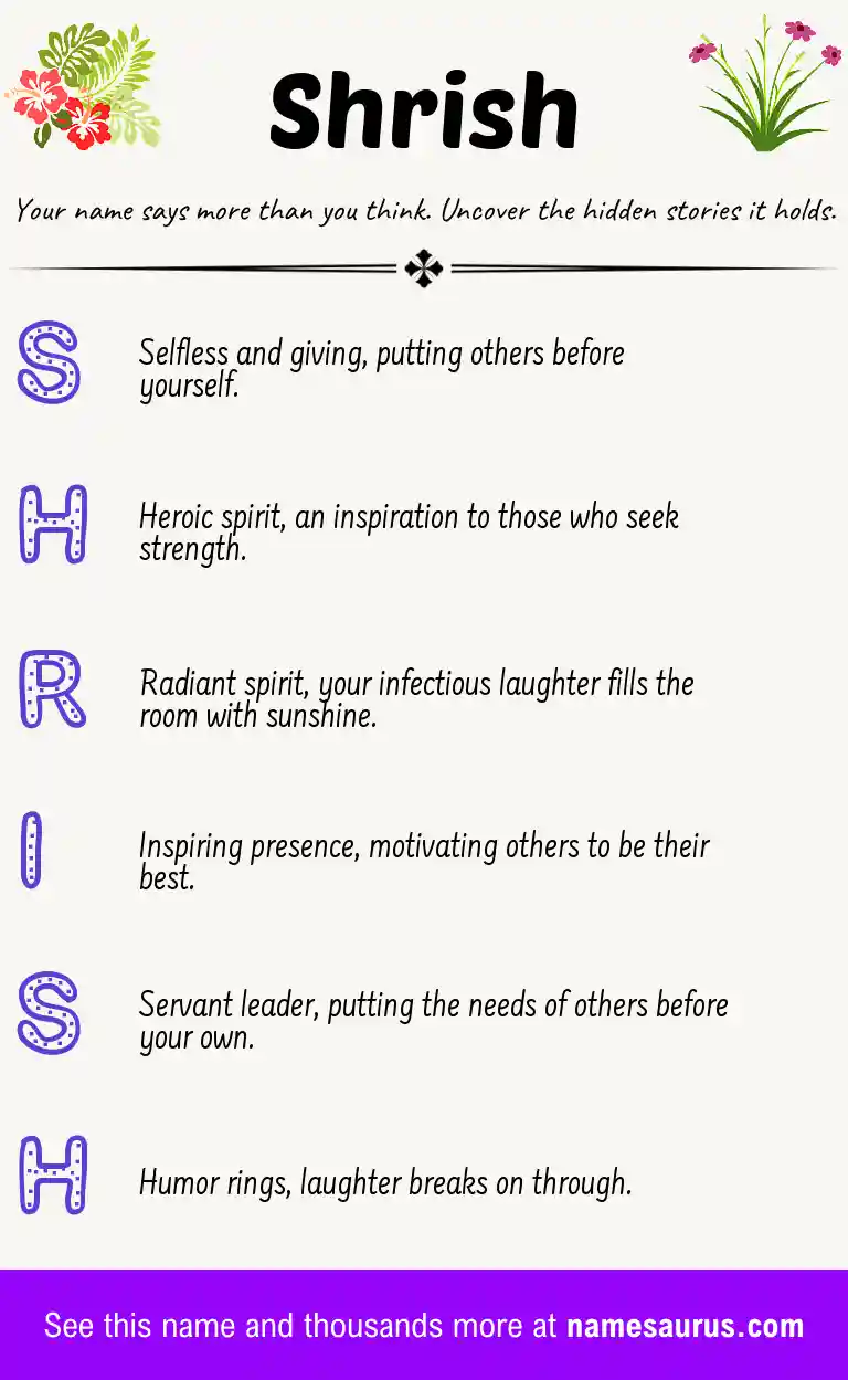 Acrostic poem about Shrish.