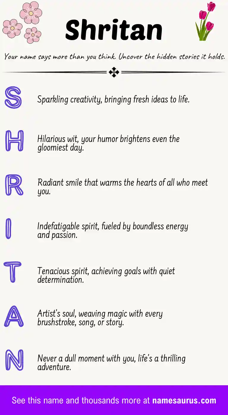 Acrostic poem about Shritan.