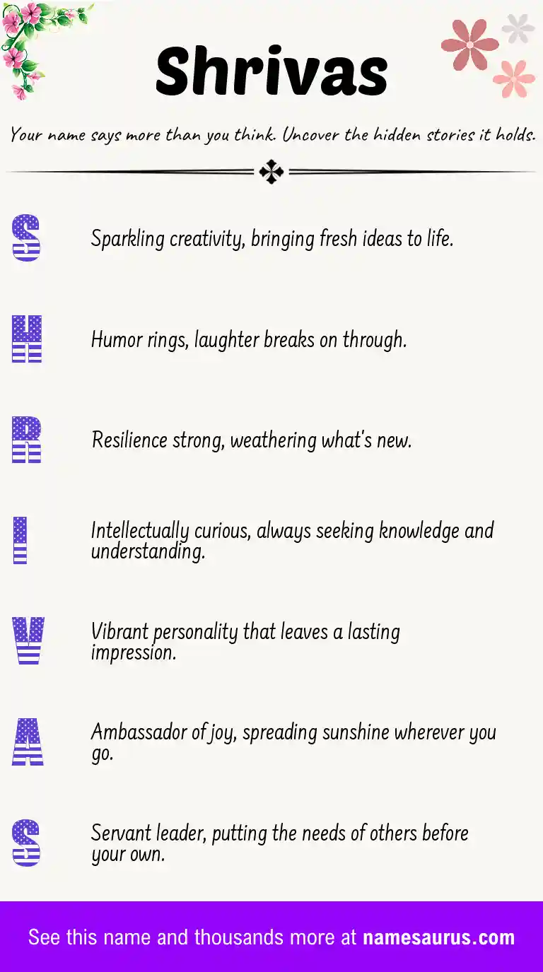Acrostic poem about Shrivas.