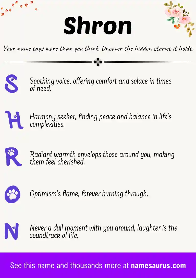 Acrostic poem about Shron.