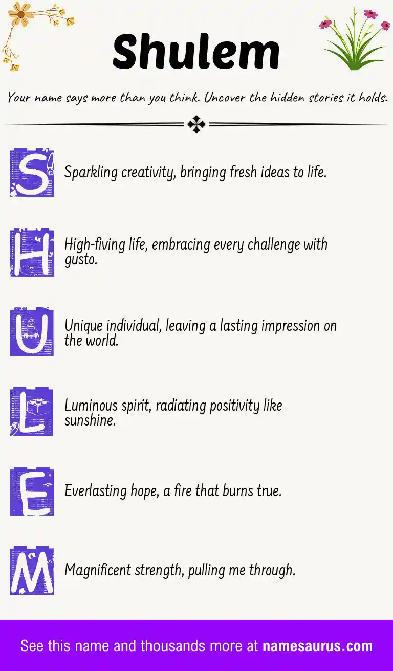 Acrostic poem about Shulem.
