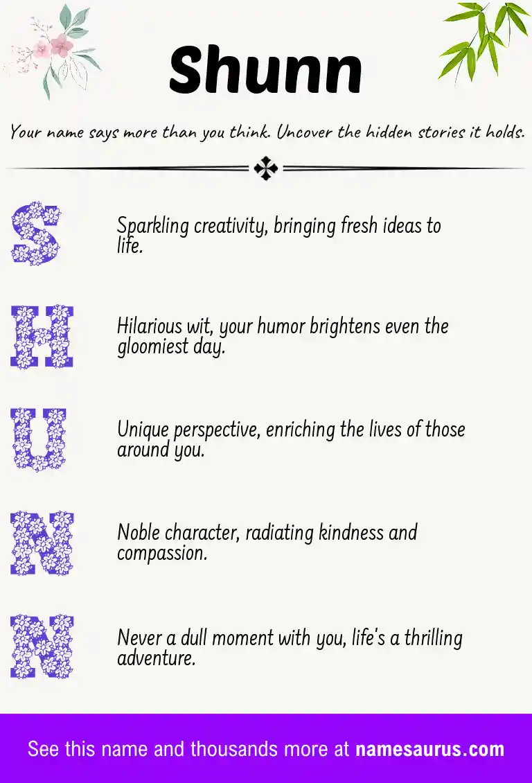 Acrostic poem about Shunn.