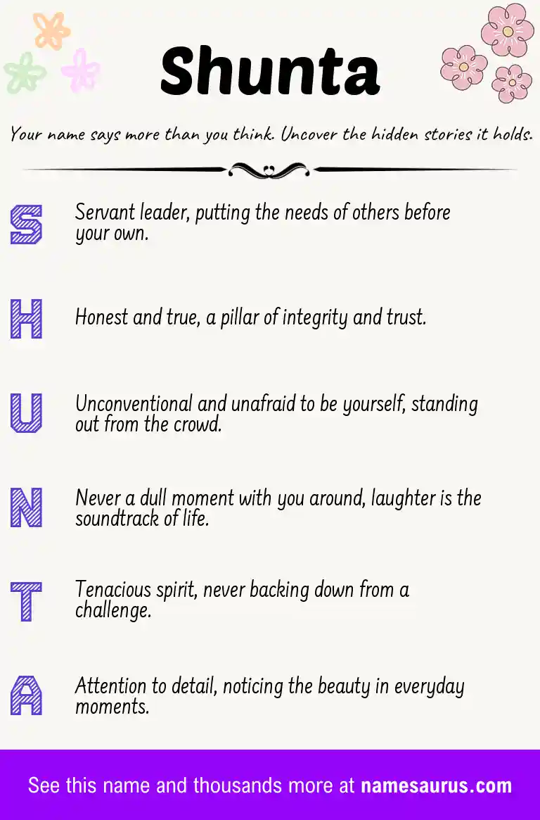 Acrostic poem about Shunta.