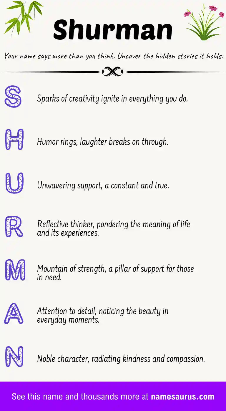 Acrostic poem about Shurman.