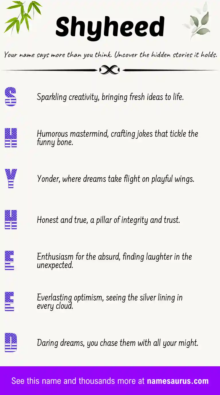 Acrostic poem about Shyheed.