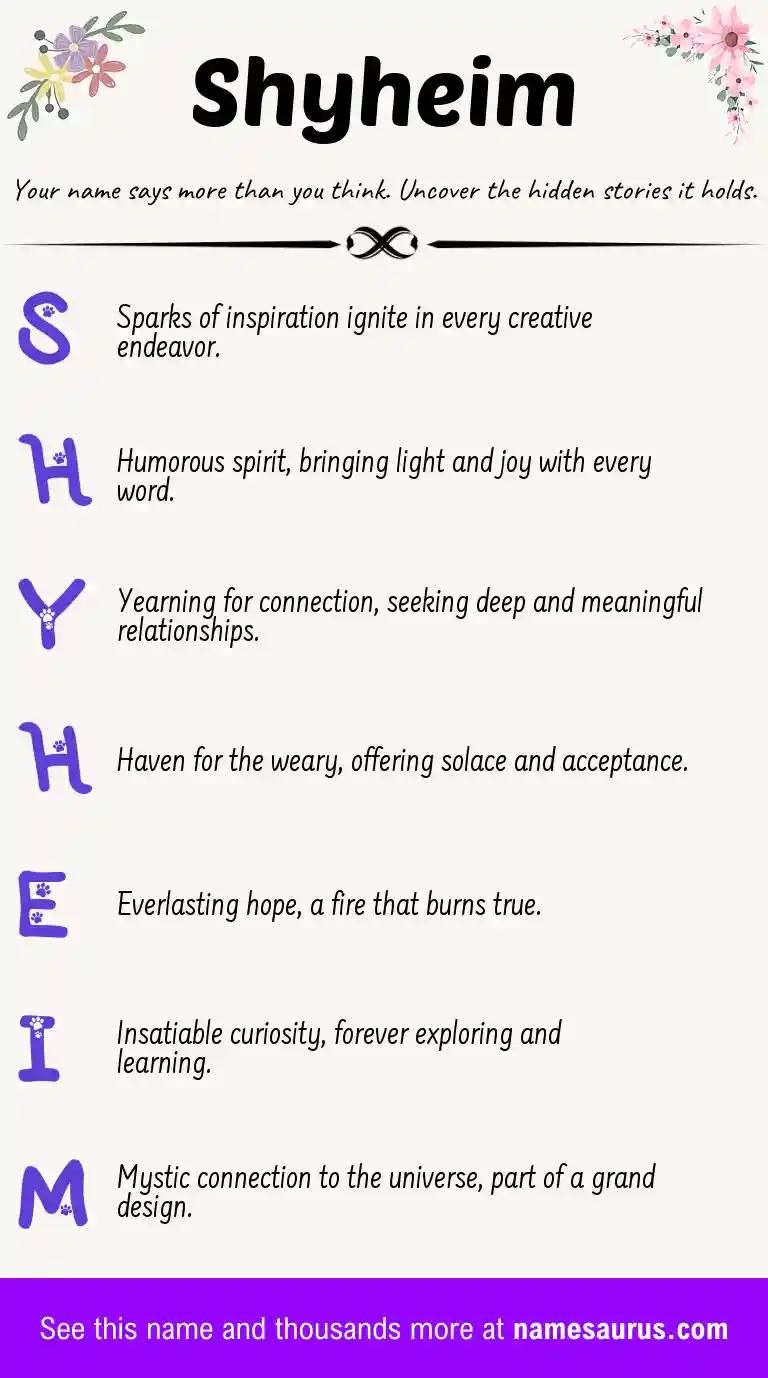 Acrostic poem about Shyheim.