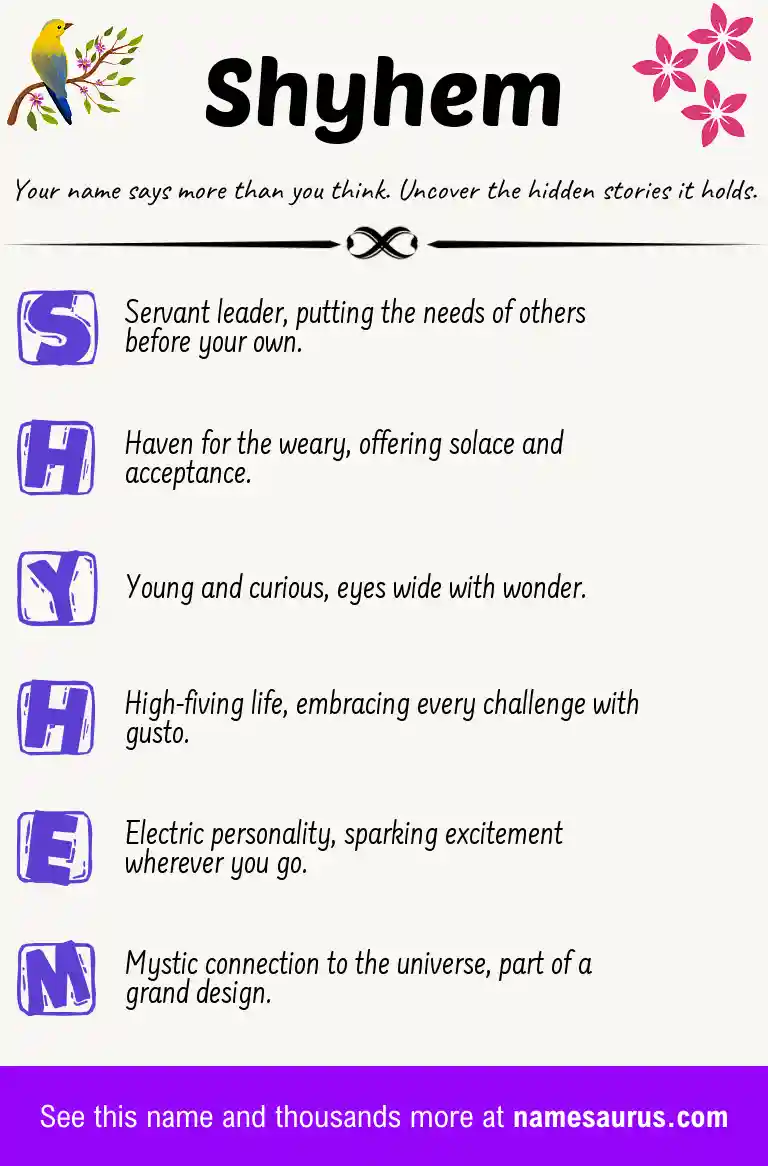 Acrostic poem about Shyhem.