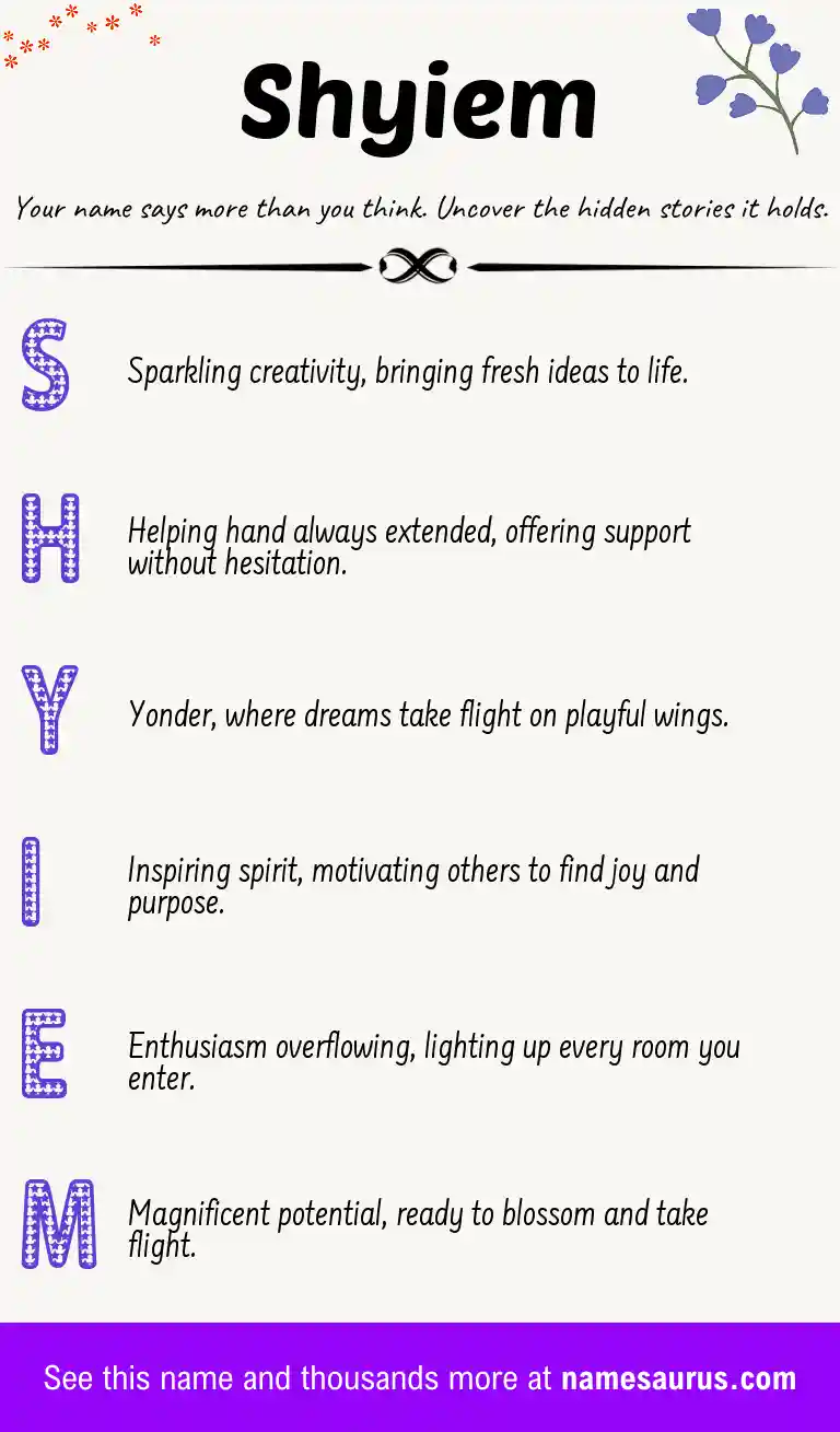 Acrostic poem about Shyiem.