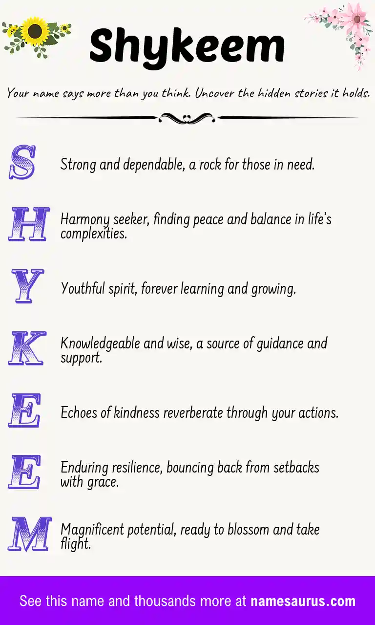 Acrostic poem about Shykeem.