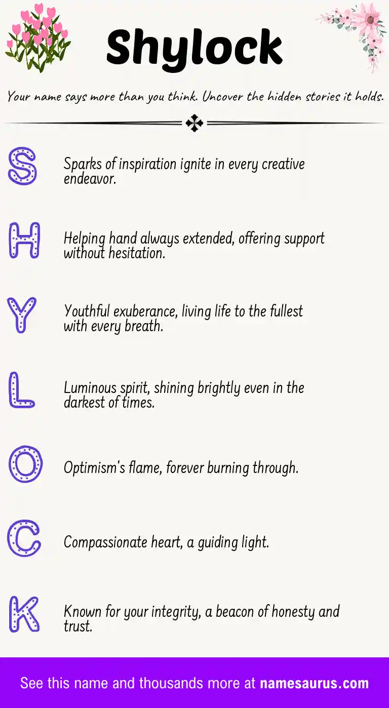 Acrostic poem about Shylock.