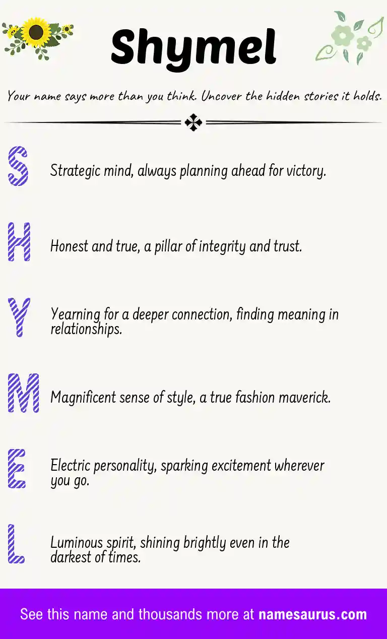 Acrostic poem about Shymel.