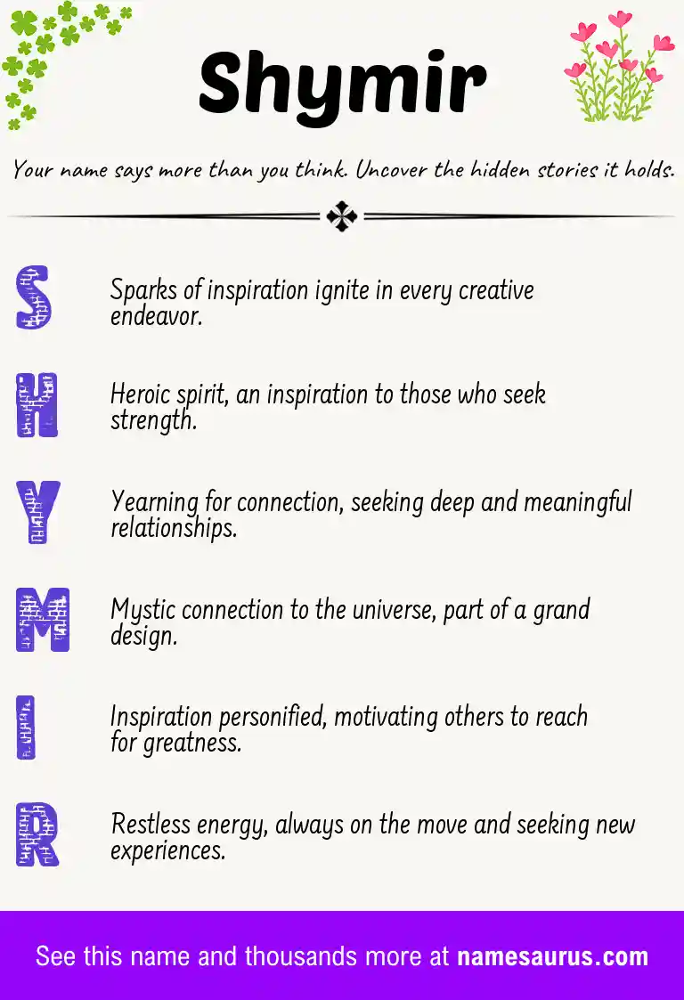 Acrostic poem about Shymir.