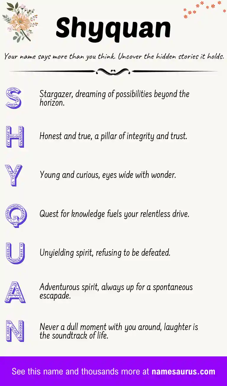 Acrostic poem about Shyquan.
