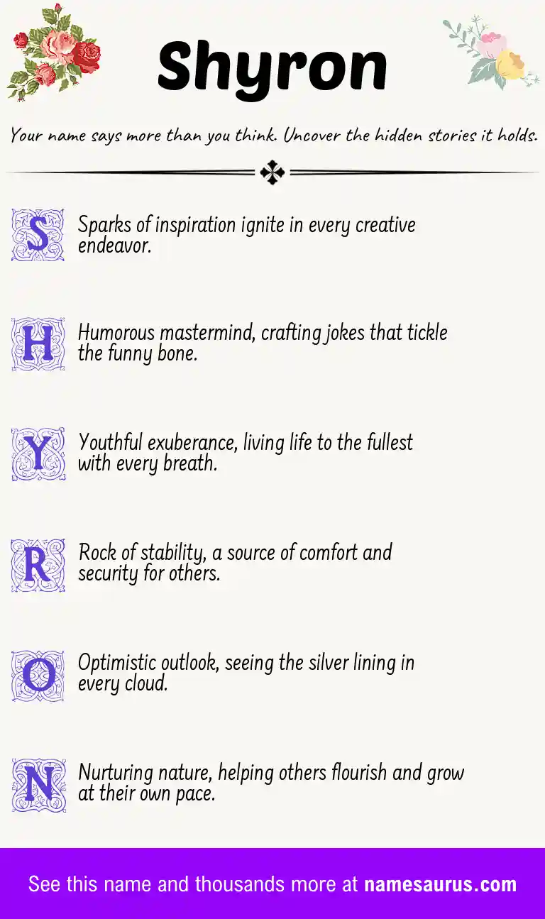 Acrostic poem about Shyron.