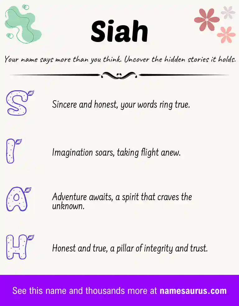 Acrostic poem about Siah.