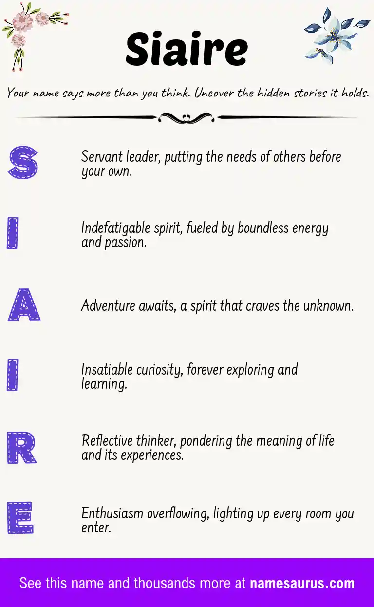 Acrostic poem about Siaire.
