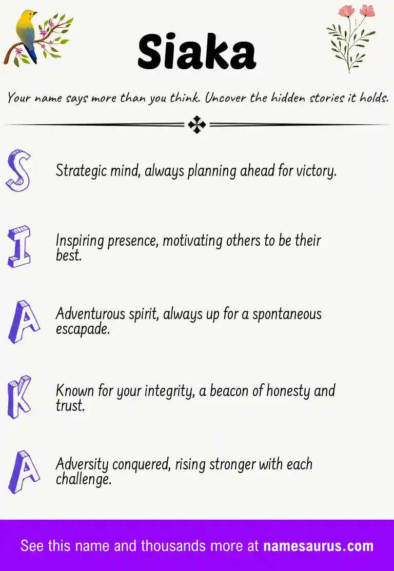 Acrostic poem about Siaka.