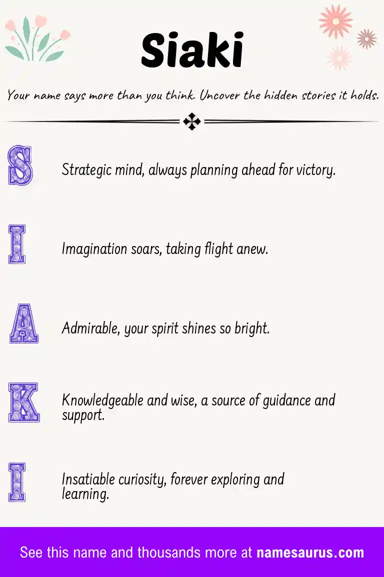 Acrostic poem about Siaki.