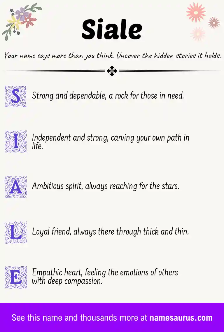 Acrostic poem about Siale.