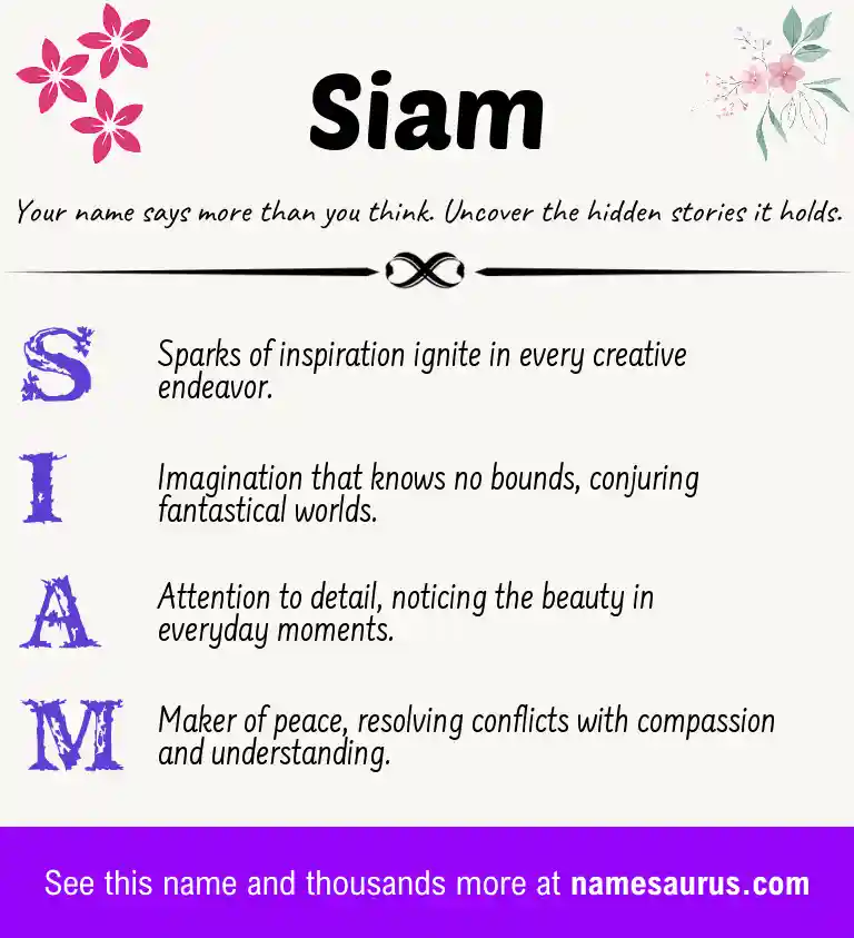 Acrostic poem about Siam.
