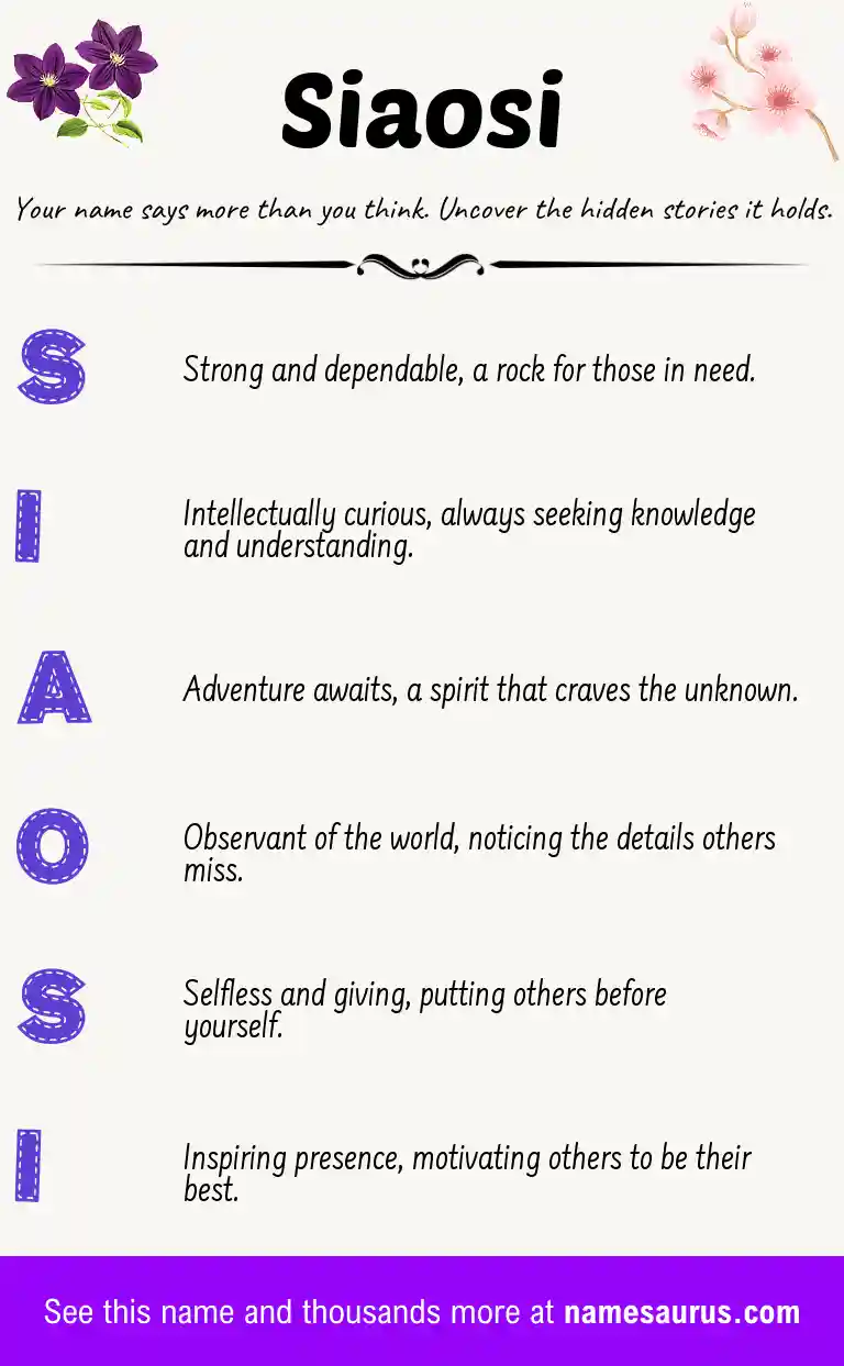 Acrostic poem about Siaosi.