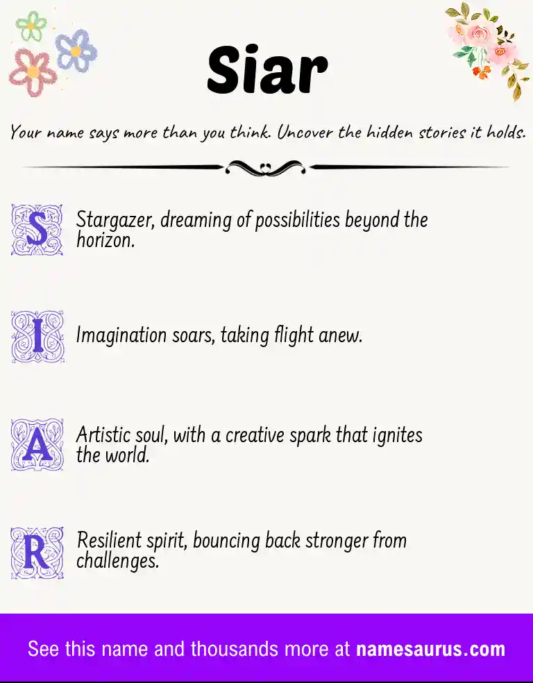 Acrostic poem about Siar.