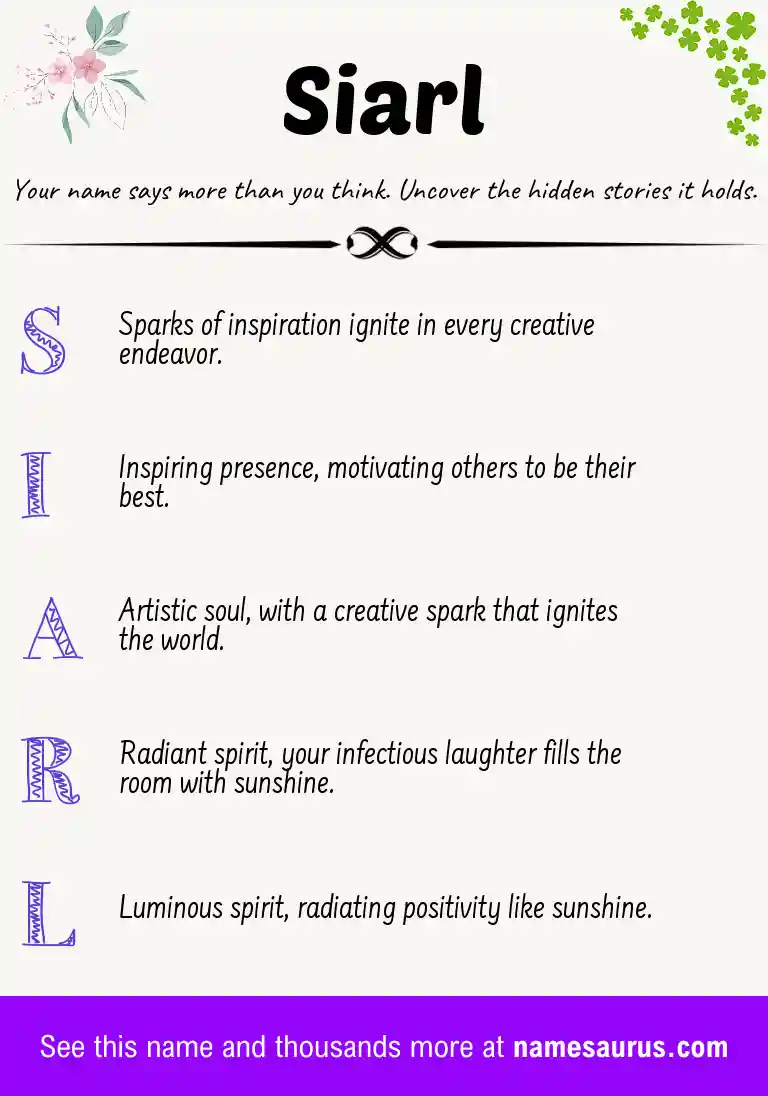 Acrostic poem about Siarl.